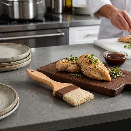 Restaurantware-Pastry Tek 1 Boar Bristles Pastry Brush, 3 Inches Buttering Tool – Hardwood Handle, Built-In Hanging Hole, Wood Basting Applicator, Sturdy Ferrule, For Glazing And Basting - size: 9 1/2"