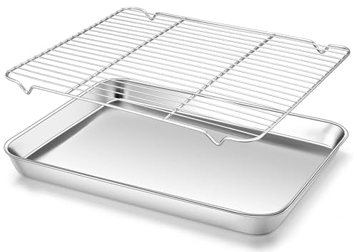 Homikit 18x13 Inch Stainless Steel Baking Half Sheet with Wire Cooling Rack - size: 17.6x13x1