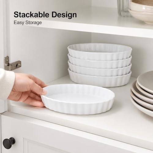 Creme Brulee Ramekins, 4 Pack Porcelain Mini Baking Dishes, 5.2 Inch