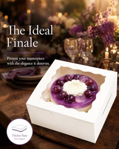 Bakepacker 8"x8"x5" Cake Boxes with Cake Boards 36 Sets - color: White, size: 36Sets,8"x8"x5"