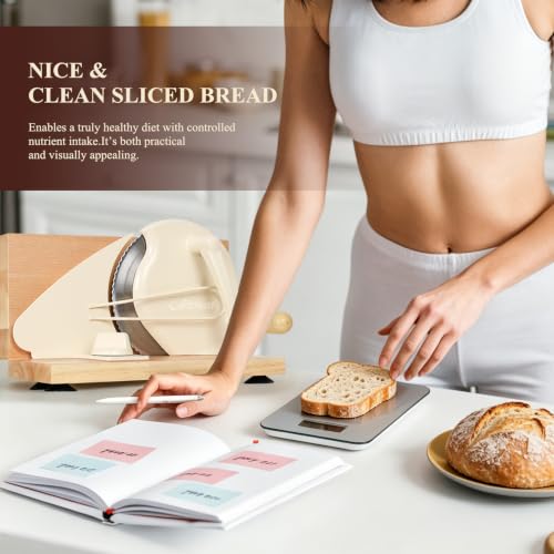 Manual Bread Slicer for Homemade Bread,Even Slicing from Thin to Thick - color: Soft Cream