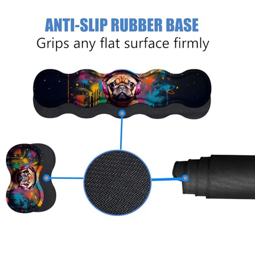 4 in 1 Ergonomic Memory Foam Mouse Pad Wrist Rest Set, Large XXL Gaming Desk Pad + Keyboard Wrist Rest + Mouse Wrist Cushion + Coaster for Home Office Study Gaming, Cute Pug with Headphones - color: Cute Pug With Headphones