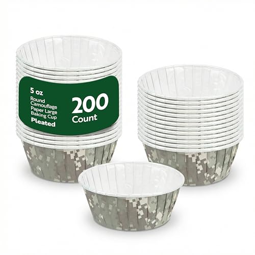 Restaurantware 5 oz Round Camouflage Paper Large Baking Cup, 200 Pack - color: Camouflage, size: Large