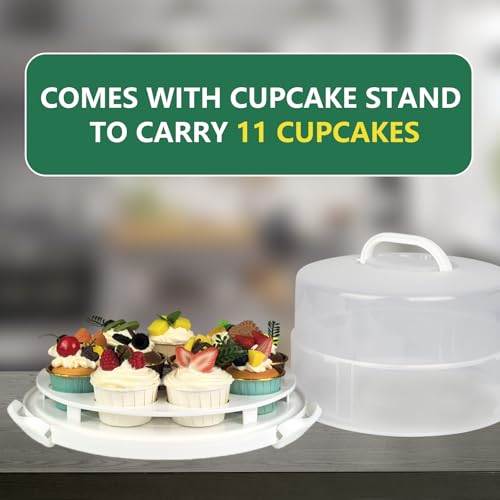 12 Inch Cake carrier Container with Lid and Handles Includes Insulated Bag for Safe Transportation of Buttercream Doesn't Melt Easy for Cakes, Pies and Cupcakes (Green) - color: Green