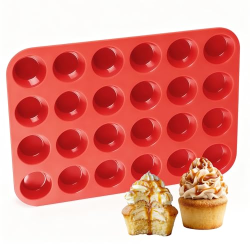 Silicone Muffin Pan Mini 24 Cups, 1 Pack Cupcake Pan, BPA Free - size: 24-Cup Mini