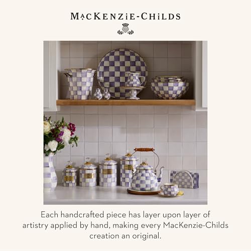 MACKENZIE-CHILDS Pedestal Platter, Small, Purple-and-White Violet Check - color: Violet Check, size: Small