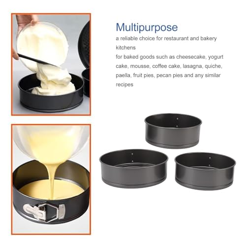 3Pcs Springform Cake Pan Set - Nonstick Round Carbon Steel Bakeware with Removable Bottom for Cheesecake Pizza Bread, Black(18+20+22cm) - size: 18+20+22cm
