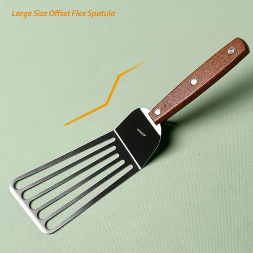 Fish Spatula Turner, Stainless Steel Slotted Spatulas Set, Offset 4"x8" - size: Offset 4"x8"