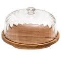 Cake Stand with Lid, Rotating Cake Holder with Dome, Wood Lazy Susan with Cover, Cake Stand for Party,Birthday,Parties,Baking Gifts(12 Inch with Dome)