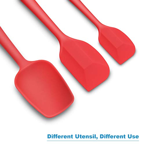 3-Piece Silicone Spatula Set, 600°F Heat Resistant, Red - color: E-Red