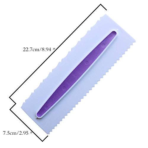 Decorating Comb and Icing Smoother Set of 3 Cake Scrapers - color: white&purple