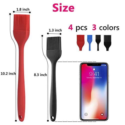 Hhyn Silicone Basting Pastry Brush Set 4 Pack, Multicolor - color: 4 Pcs Multicolor