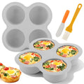 2 Pack Silicone Egg Bite Molds, with 1 Spatula & 1 Brush - color: Gray