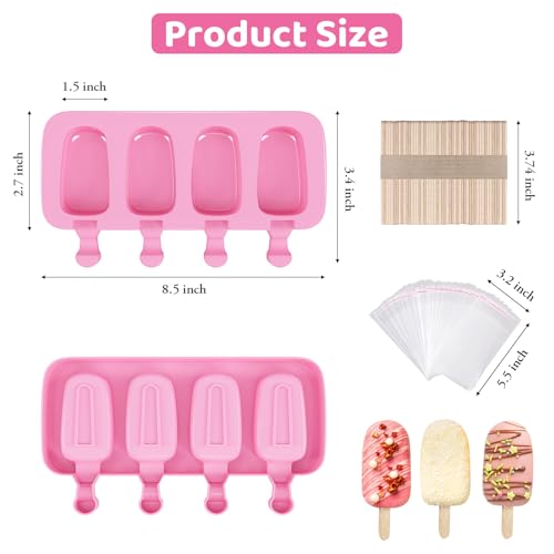 Ouddy Life Popsicle Molds Set of 2, Ice Pop Molds Silicone Cake Pop Mold - color: Pink, Blue