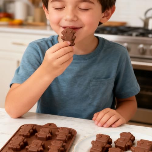 Chocolate Molds Silicone with 12 Cavity Robot Shaped, Mini Robot Molds for Homemade Chocolate/Candy/Gummy/Fondant, Food Grade Candy Mold with 12 Cavities Mini Robots for Fruit Snacks - color: Robot