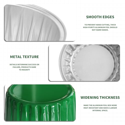 St. Patrick's Day 50Pcs Mini Aluminum Foil Cupcake,5oz Baking Cups with Lid - color: Green