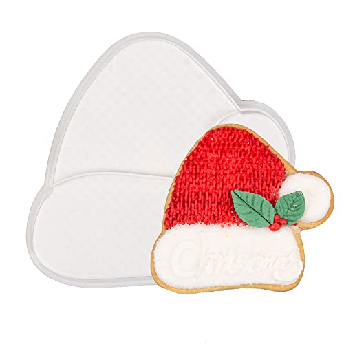 Christmas Hat Cookie Cutter and Embosser Set Detail 3" Baking Mold - color: Christmas Hat, size: 3"
