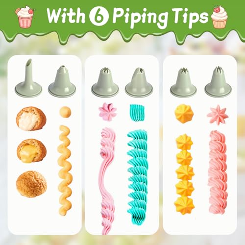 Plastic Cream Squeeze and Icing Set with 6 Piping Tips for Cupcakes, Cake Decorations and Dessert Filling