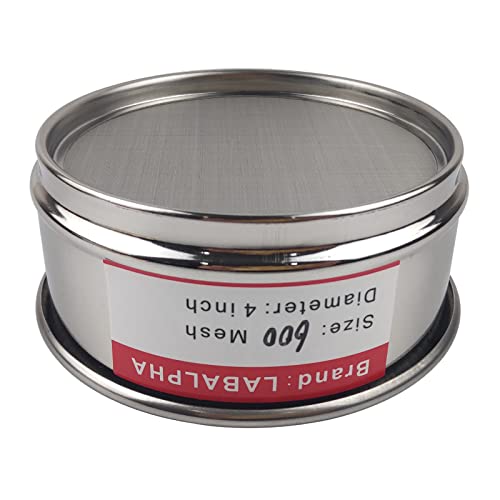 LABALPHA 600 Mesh Lab Sieves, Test Sieve #600 Mesh, 4'' Diameter, 304 Stainless Steel Wire Cloth (0.026mm) - size: 600 mesh (0.026mm)