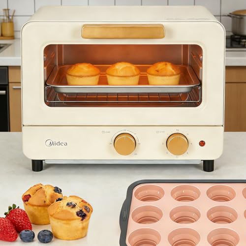 Silicone Muffin Pans for Baking with Metal Frame, 12-Cup Silicone Muffin Pan, BPA-Free Nonstick Coating, Easy Release & Clean, Oven & Dishwasher Safe ,Versatile for Baking, Custards & Cupcakes(Pink) - size: 12-Cup