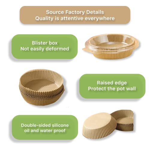 Air Fryer Liners Round, 100PCS for 2 to 5 Qt Air Fryer Disposable Paper Liner, 6.3 inch Unbleached Non-stick Oil-proof Parchment Paper - size: Round 6.3 IN