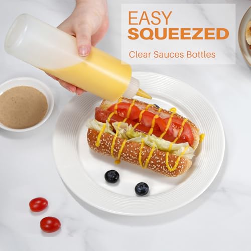 Sopito Squeeze Bottles, 16oz Plastic Condiment Squeeze Bottles with Labels & Funnels & Brusher for Liquids Sauces Ketchup Oil, 3 Pack - size: 3