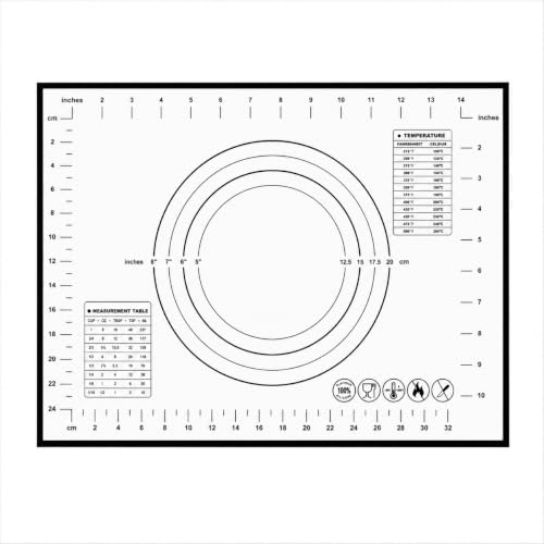 Silicone Pastry Mat for Rolling Dough Non Slip, 2-Pack Non-Stick Dough Rolling Mat with Measurements, Heat Resistant Baking Mat for Making Pie Crusts, Sourdough Bread, Cookies