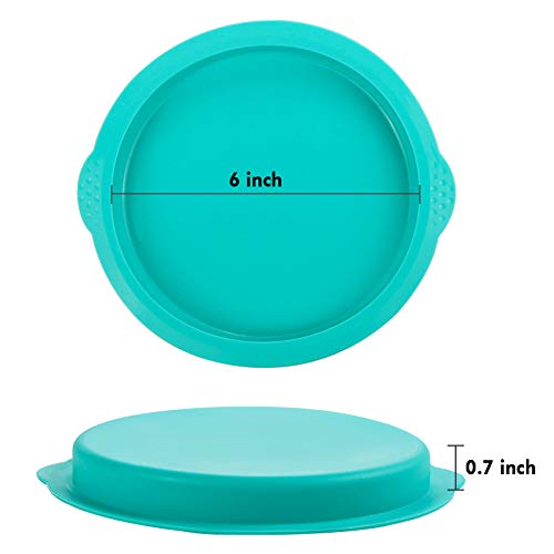 Webake Layer Cake Pans Set, 6 Inch Round Rainbow Baking Pans, Silicone Cake Mold for Jumbo Whoopie Pie, Vegetable Pancakes, Pizza Crust, Omelet, and Resin Craft (Set of 5) - size: 6 Inch