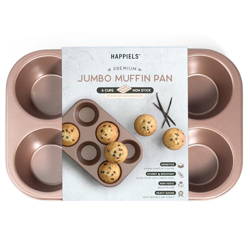 HAPPIELS 6 Cup Jumbo Muffin Pan Nonstick, PFOA & BPA Free - style: Jumbo Muffin Pan