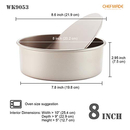 CHEFMADE Round Cake Pan, 8-Inch with Removable Loose Bottom Non-Stick Chiffon Bakeware for Oven and Instant Pot Baking (Champagne Gold)