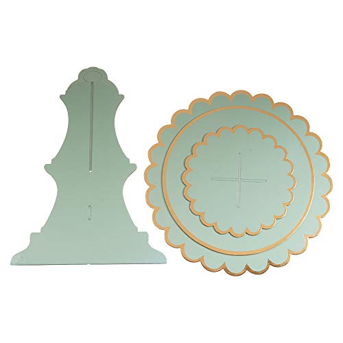 YLDW Cupcake Stand with Lace Trim, 3-Tier Cupcake Stand Display, Cardboard Cup Cake Tower Stand, Disposable Dessert Stand for Birthday Tea Party Baby Shower Treat Decorations, Mint Green - color: Mint Green