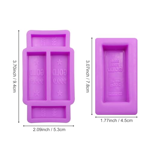Gold Bar Silicone Fondant Molds Cake Decoration Chocolate Molds for Crafts Birthday Party Candy Cookies Gum Epoxy Resin Polymer Clay Set of 2