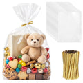 EIHPDEI 250Pcs Clear Gift Bags 12"x16" with 250Pcs Gold Twist Ties