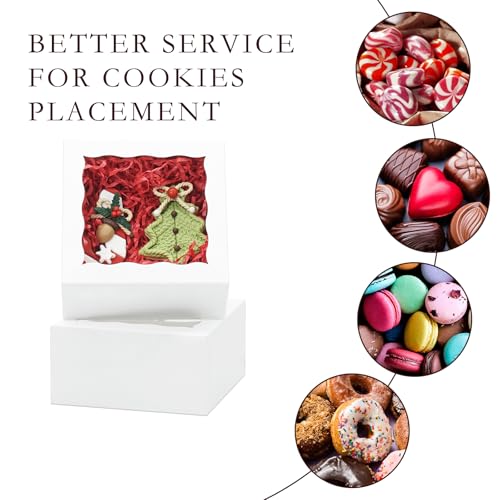 100pcs Cookie Boxes 5x5x2.5 Inch Bakery Boxes with Window Treat Box