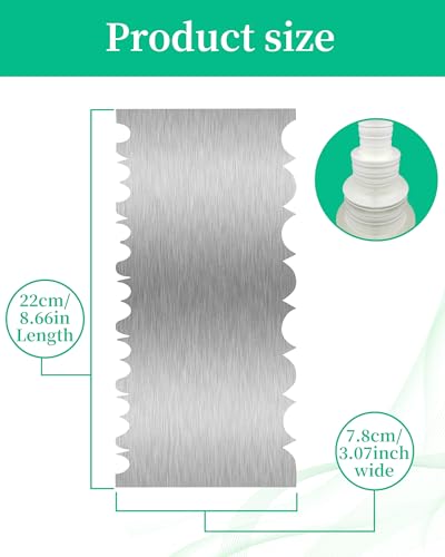 8.6 Inch Metal Cake Scraper Smoother, Edge Side Jagged Comb for Cream - size: Cake Comb-3