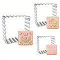 Square Cookie Cutter Set, 3 Pcs Wavy Edge Stainless Steel