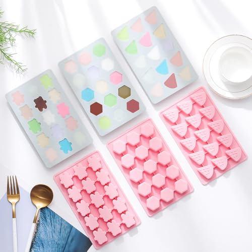 2-Pack Hexagon Shape Candy & Chocolate Silicone Molds, Non-stick, Pink - size: Hexagon