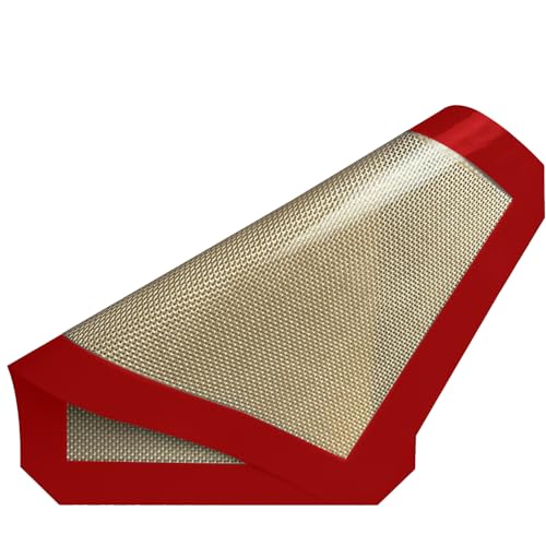 Small Silicone Baking Mats, Set of 4,11-4/5x8-1/4 Inch Quarter Sheet Size, Non Stick, BPA Free, 1/4 Baking Sheet Pan Liner for Cookies, Macaron, Bread, Pastry, Toaster (Red) - color: Red