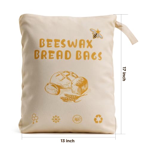 Beeswax Bread Bags for Homemade Sourdough Bread,Reusable Storage Bag