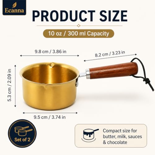 Mini Butter Warmer 2-Pack, 10 oz 304 Stainless Steel Saucepan