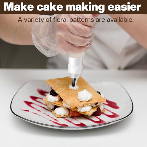 JJUNW 9cs Reusable Piping Bags and Tips Set, Pastry Bags for Cake Decorating, Frosting Icing Tips Drop Flower Piping Tip for Cake Decorating, Baking Supplies