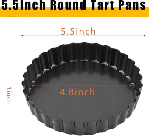 RICHSC-PAN Mini Tart Pan 6PCS, 5.5 Inch Deep Tart molds Removable Bottom. - size: 5.5*1Inch