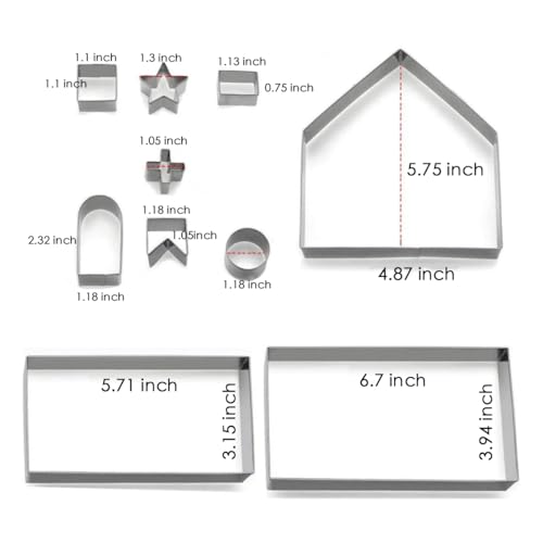 Gingerbread House Cookie Cutters Shapes Large, Set of 10
