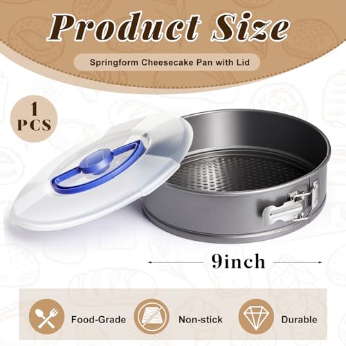 Teenyyou 1 Pcs 9 in Non Stick Springform Cheesecake Pan with Lid - size: about 9 x 2.5 inches