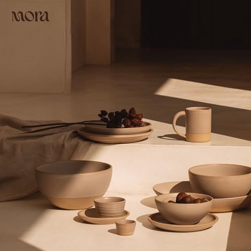 Mora Micro Ramekins Set of 4, 6oz Ceramic Pottery Baking Dishes - Microwave, Oven and Dishwasher Safe - Mushroom - color: Mushroom, size: Micro