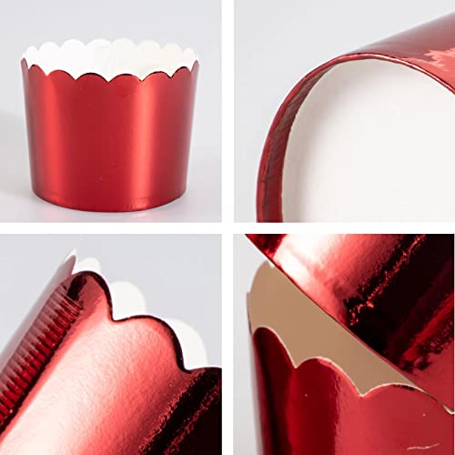 Paper Baking Cups, 50pcs Cupcake Liners Red Muffin Liners Greaseproof Disposable Bulk Cupcake Wrapper, 6 oz Standard Jumbo Muffin Cups for Halloween Christmas Parties by Dootafy - color: Red