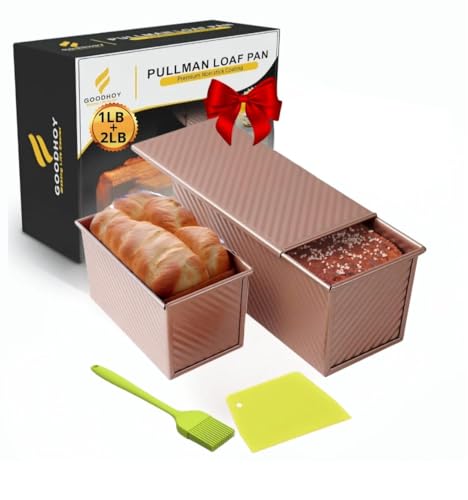 1 lb+2lb Pack Nonstick Pullman Loaf Pan with Sliding Lid for Homemade Bread - size: 1lb+2lb