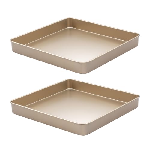 11-Inch Square Baking Pan Set, 1.4-Inch Deep Nonstick Carbon Steel, 2 Pack - size: 11″ Square