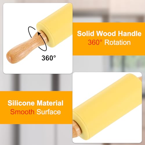 uxcell 4 Inch Silicone Rolling Pin Small Dough Roller Light Yellow - color: Light Yellow, size: 4 Inch