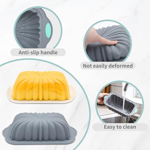 To encounter 44 Pieces Silicone Cake Pan Set, 3 Sizes Silicone Fluted Bread Pan with Reusable Baking Cups, Food Grade Baking Mold for Brownie, Bread, Muffin, Light Grey - size: 44 Pcs Bread Loaf Pan